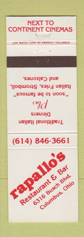 Matchbook Cover - Rapallo's Restaurant Bar Columbus OH Italian