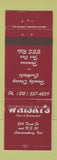 Matchbook Cover - Whisky's Restaurant Lawrenceburg IN