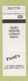 Matchbook Cover - Field's Niagara Falls NY