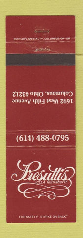 Matchbook Cover - Presutti's Villa Ristorante Columbus OH