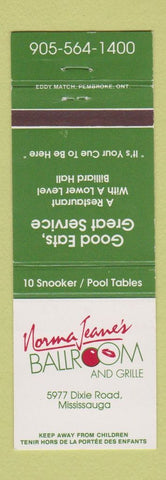 Matchbook Cover - Norma Jean's Ballroom Grille Mississauga ON