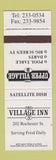 Matchbook Cover - The Village Inn billiards darts