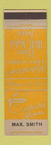 Matchbook Cover - Robertson's Linen Supply Max Smith