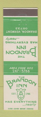 Matchbook Cover - Brandon Inn Brandon VT