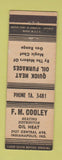 Matchbook Cover - FM Cooley Oil Heating Indianapolis IN