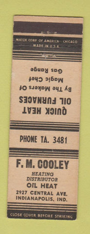 Matchbook Cover - FM Cooley Oil Heating Indianapolis IN