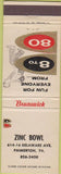 Matchbook Cover - Zinc bowling Paimerton PA Brunswick