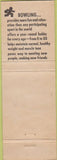 Matchbook Cover - Zinc bowling Paimerton PA Brunswick