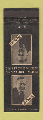 Matchbook Cover - Tom Veretta Amusement billiards bowling ping pong Chicago?