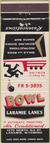 Matchbook Cover - Laramie Lanes bowling WY