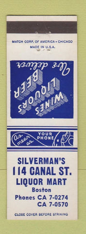 Matchbook Cover - Silverman's 114 Canal ST Liquor Boston MA