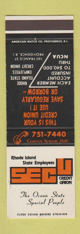 Matchbook Cover - Rhode Island State Employees Credit Union Providence RI WEAR