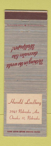 Matchbook Cover - Harold Lindberg Wallpaper Omaha NE
