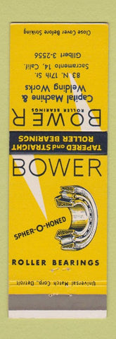 Matchbook Cover - Bower Roller Bearing Capital Machine Sacramento CA