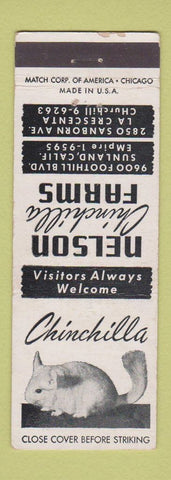 Matchbook Cover - Nelson Chinchilla Farms La Crescent Sunland CA WEAR