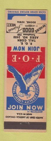 Matchbook Cover - Eagles Club Boone IA