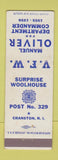 Matchbook Cover - VFW Cranston RI Surprise Woolhouse Manuel Oliver 1956