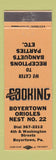 Matchbook Cover - Boyertown Orioles Nest PA