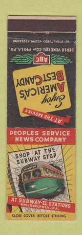 Matchbook Cover - ABC America's Best Candy Berlo Vending train Philadelphia PA