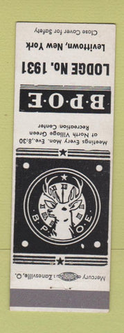 Matchbook Cover - Elks Lodge Levittown NY WHITE