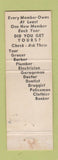 Matchbook Cover - Eagles Club Hanover PA