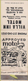 Matchbook Cover - Villa Inn Motel Effingham IL girlie WORN
