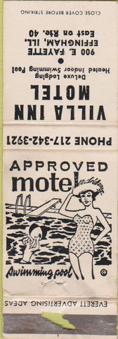 Matchbook Cover - Villa Inn Motel Effingham IL girlie WORN