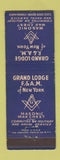Matchbook Cover - Grand Lodge F&AM Masonic New York City