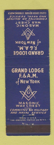 Matchbook Cover - Grand Lodge F&AM Masonic New York City