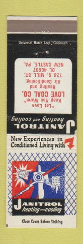 Matchbook Cover - Janitrol Heating Cooling Love Coal New Castle PA