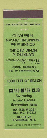 Matchbook Cover - Island Beach Club Riverdale NJ
