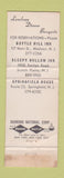 Matchbook Cover - Bottle Hill Sleepy Hollow Madison Springfield Madison NJ WEAR