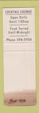 Matchbook Cover - Happy Holliday Restaurant Westerly RI WORN