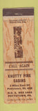 Matchbook Cover - Knotty Pine Cabins Pottstown PA  WEAR