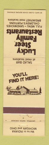 Matchbook Cover - Lucky Steer Family Restaurants MI IN OH WEAR