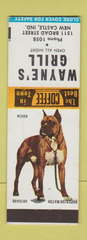 Matchbook Cover - Wayne's Grill New Castle IN Boxer Dog