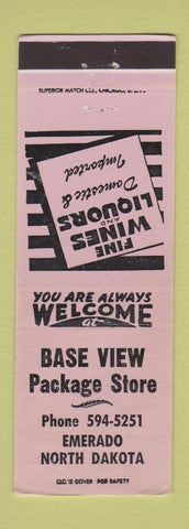 Matchbook Cover - Base View Package Liquor Emerado ND