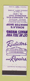 Matchbook Cover - Schula's Radiator Shop Montebello CA MISCUT