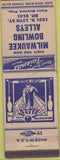 Matchbook Cover - Milwaukee Bowling Alleys