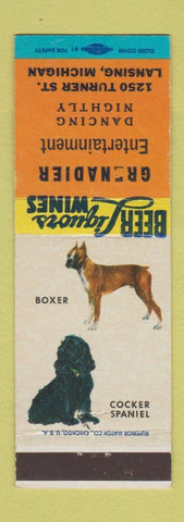 Matchbook Cover - Grenadier Lansing MI Boxer Cocker Spaniel dogs