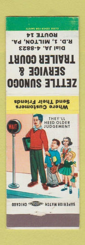 Matchbook Cover - Zettle Sunoco oil gas Trailer Park Milton PA