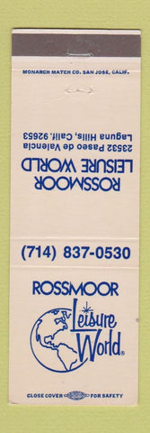 Matchbook Cover - Rossmoor Leisure World Laguna Hills CA