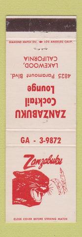 Matchbook Cover - Zanzabuku Cocktail Lounge Lakewood CA