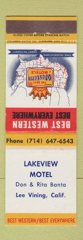 Matchbook Cover - Lakeview Motel Lee Vining CA Best Western
