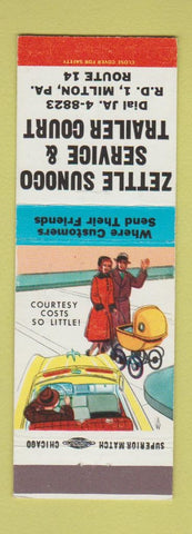 Matchbook Cover - Zettle Sunoco oil gas Trailer Park Milton PA