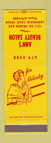 Matchbook Cover - Ann's Beauty Salon Lawndale CA girlie WEAR