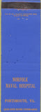 Matchbook Cover - Norfolk Naval Hospital Portsmouth VA