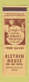 Matchbook Cover - Blethen House Inn Motel Dover Foxcroft ME