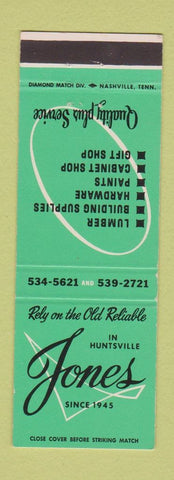 Matchbook Cover - Jones Lumber Hardware Paint Huntsville AL