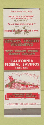 Matchbook Cover - California Federal Savings Lakewood CA